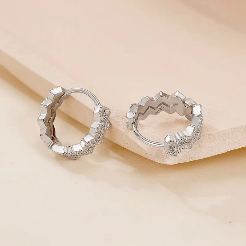 1 Pair Elegant Basic Classic Style Round Polishing Plating Inlay Sterling Silver Zircon White Gold Plated Earrings