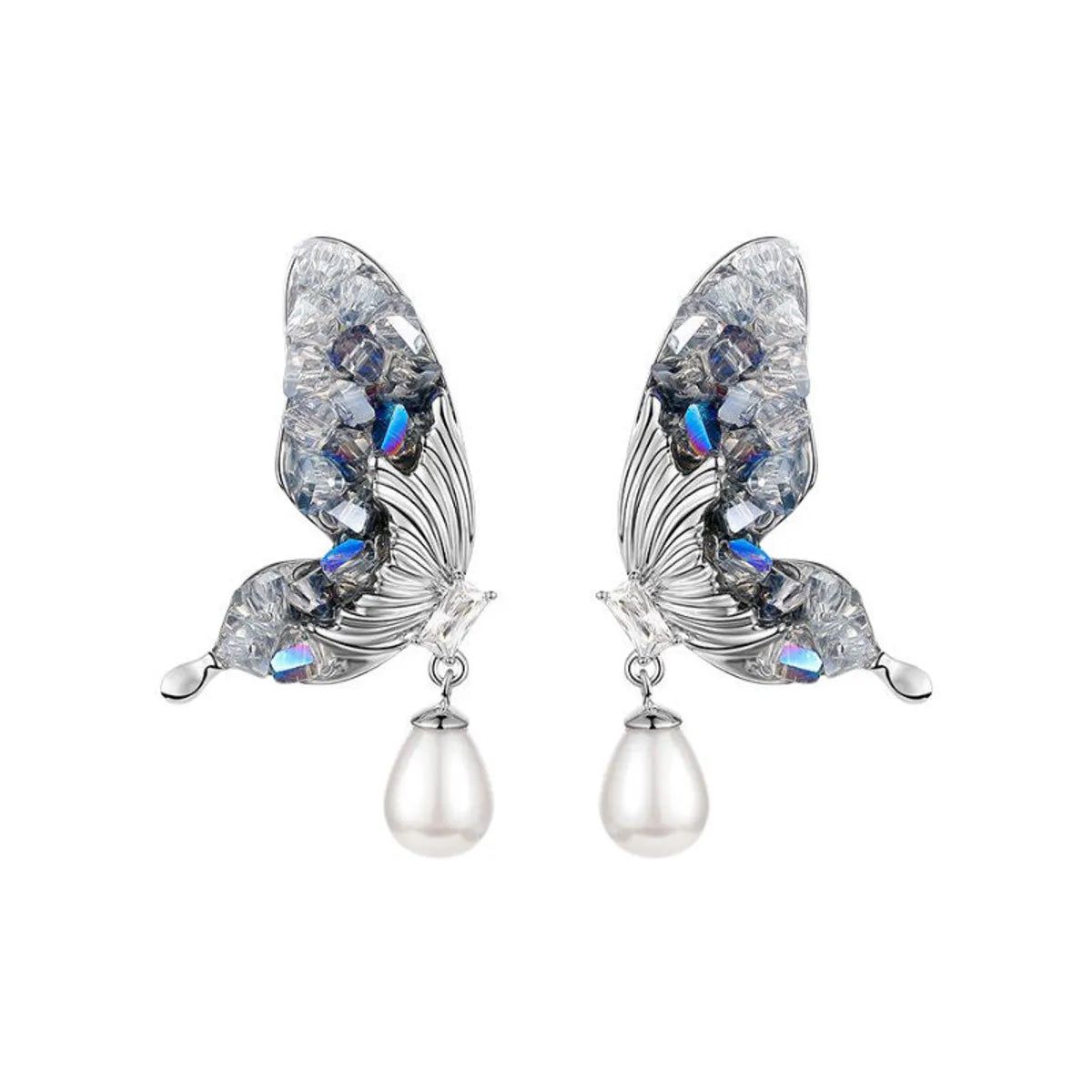 1 Pair Elegant Basic Lady Geometric Flower Butterfly Inlay Alloy Artificial Crystal Drop Earrings