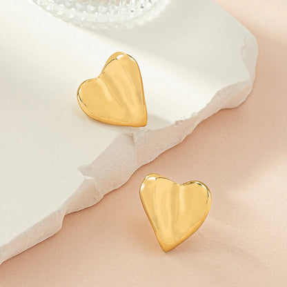 1 Pair Elegant Basic Simple Style Heart Shape Iron Ear Studs