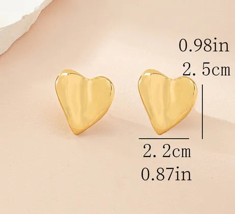 1 Pair Elegant Basic Simple Style Heart Shape Iron Ear Studs