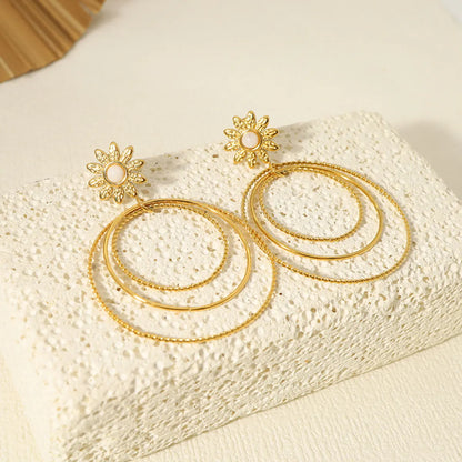 1 Pair Elegant Basic Streetwear Circle Plating Stainless Steel Drop Earrings