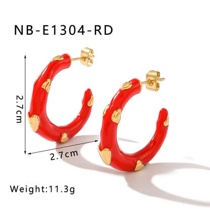 1 Pair Elegant Beach C Shape Heart Shape Plating 304 Stainless Steel 18K Gold Plated Ear Studs