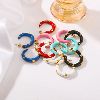 1 Pair Elegant Beach C Shape Heart Shape Plating 304 Stainless Steel 18K Gold Plated Ear Studs