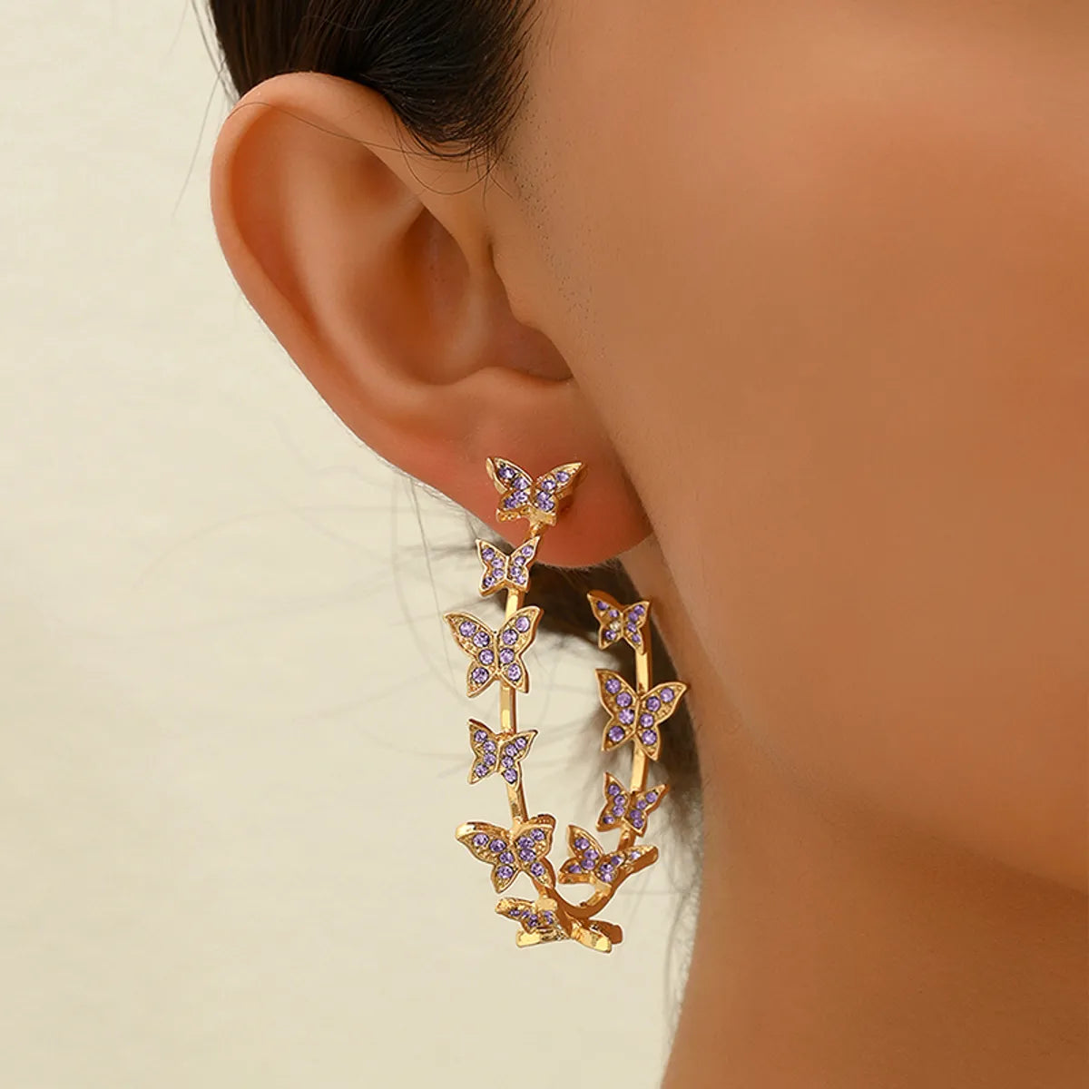 1 Pair Elegant Beach Commute Butterfly Inlay Alloy Rhinestone Zircon Earrings