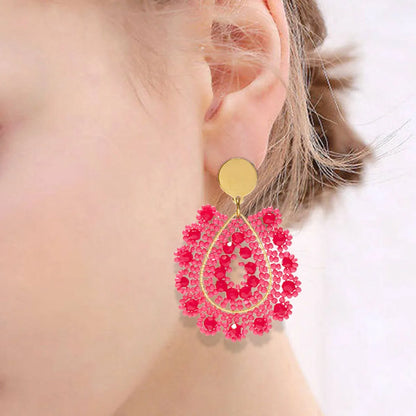 1 Pair Elegant Bohemian Sweet Water Droplets Glass Seed Bead Drop Earrings