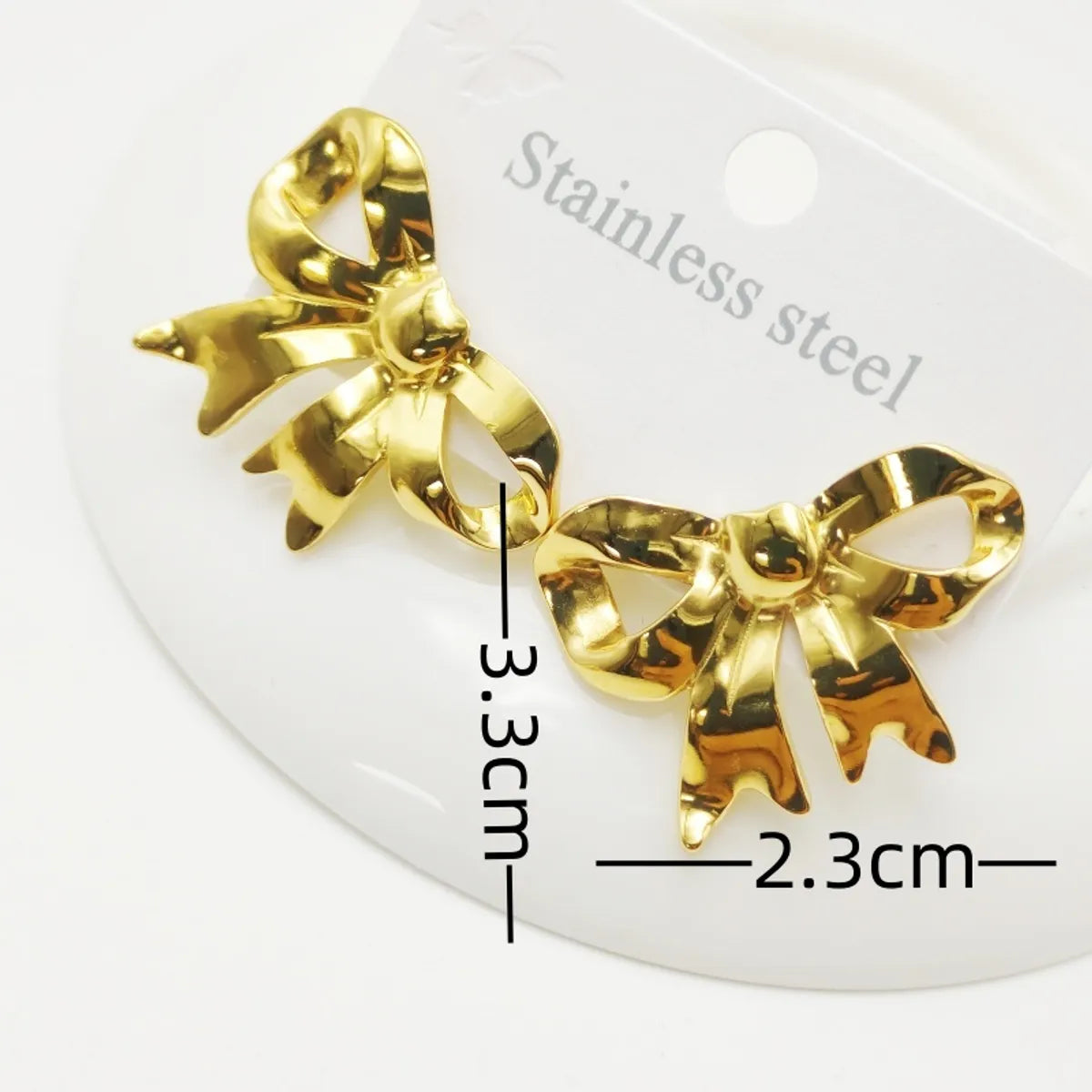 1 Pair Elegant Bow Knot 304 Stainless Steel 18K Gold Plated Ear Studs