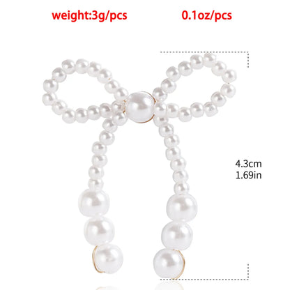 1 Pair Elegant Bow Knot Inlay Imitation Pearl Alloy Pearl Ear Studs