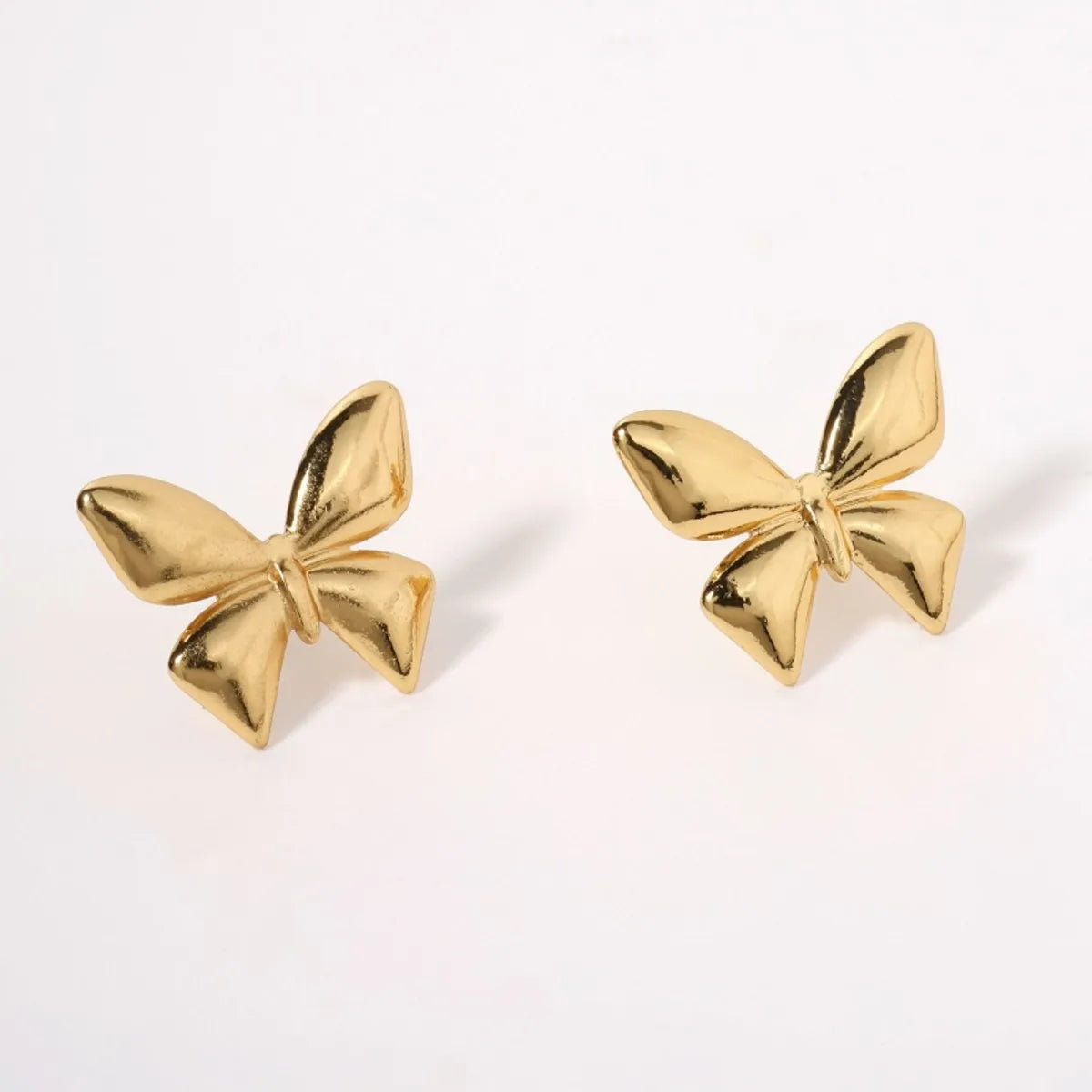 1 Pair Elegant Butterfly Bow Knot 304 Stainless Steel 18K Gold Plated Ear Studs