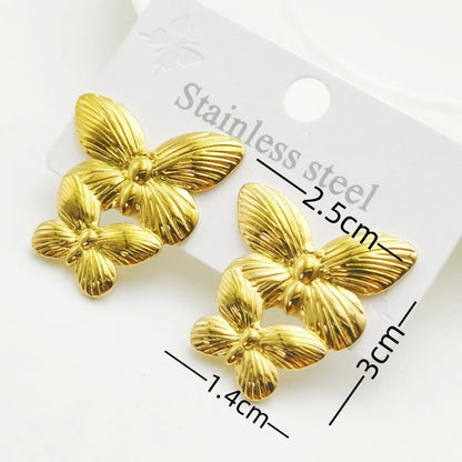 1 Pair Elegant Butterfly Bow Knot 304 Stainless Steel 18K Gold Plated Ear Studs