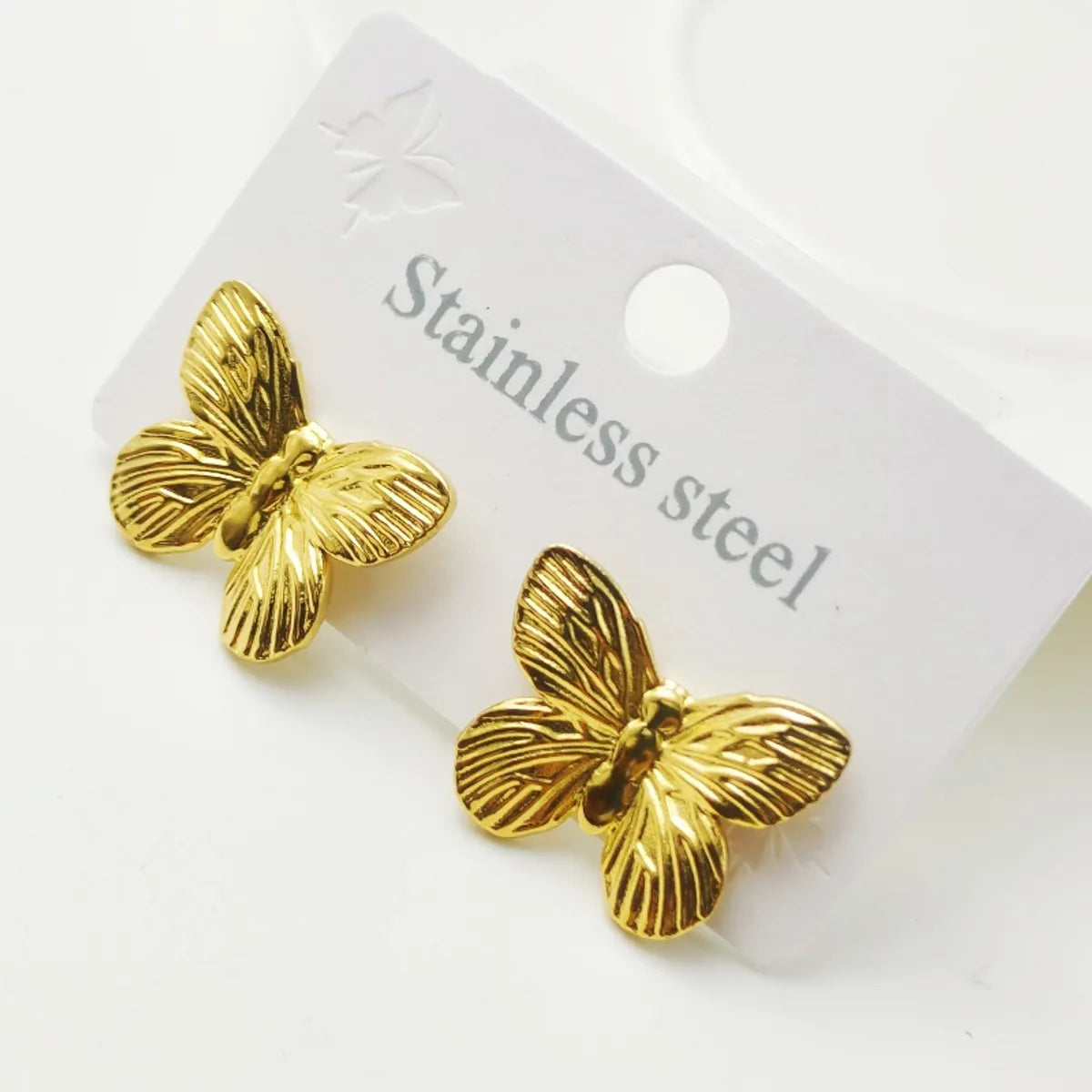 1 Pair Elegant Butterfly Bow Knot 304 Stainless Steel 18K Gold Plated Ear Studs