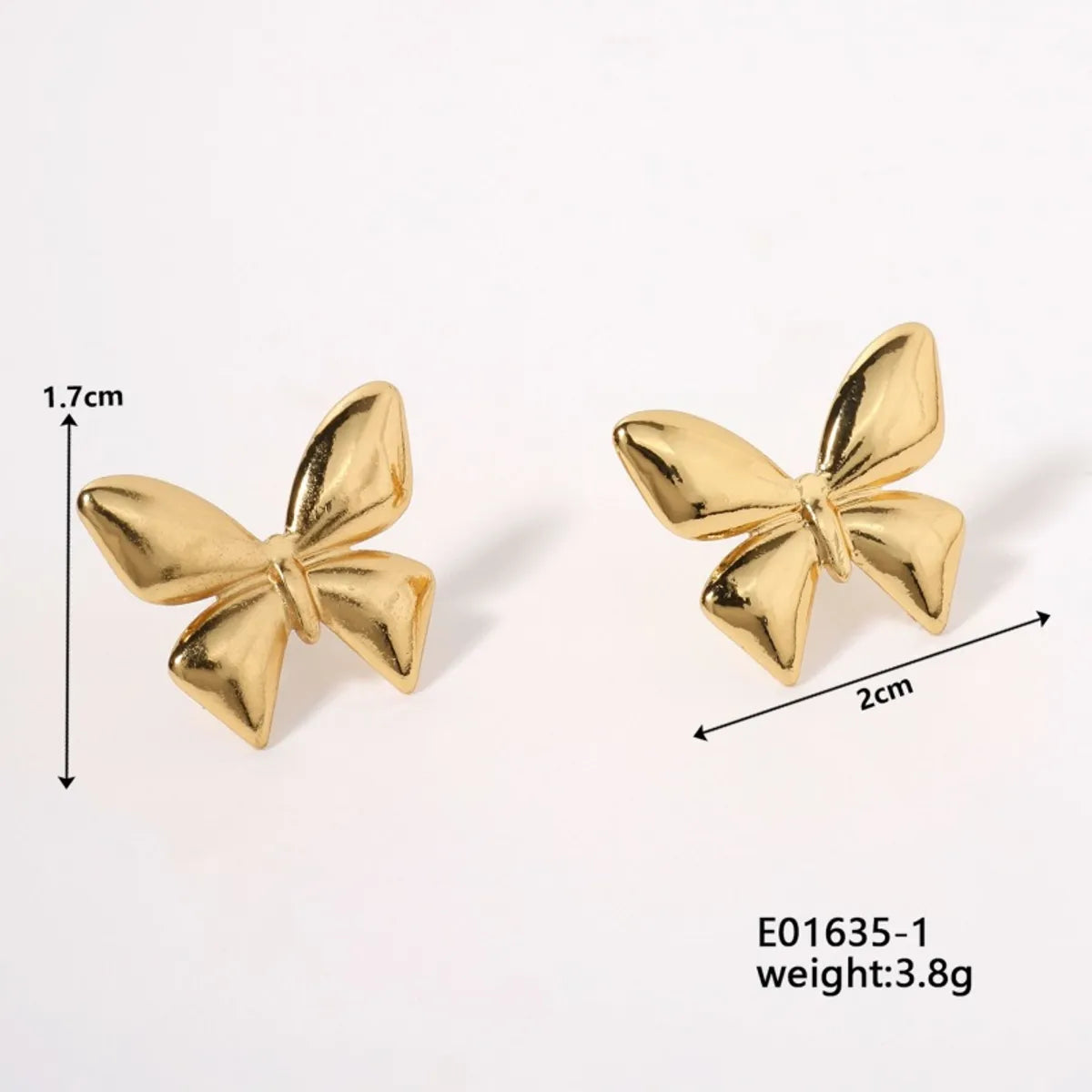 1 Pair Elegant Butterfly Bow Knot 304 Stainless Steel 18K Gold Plated Ear Studs