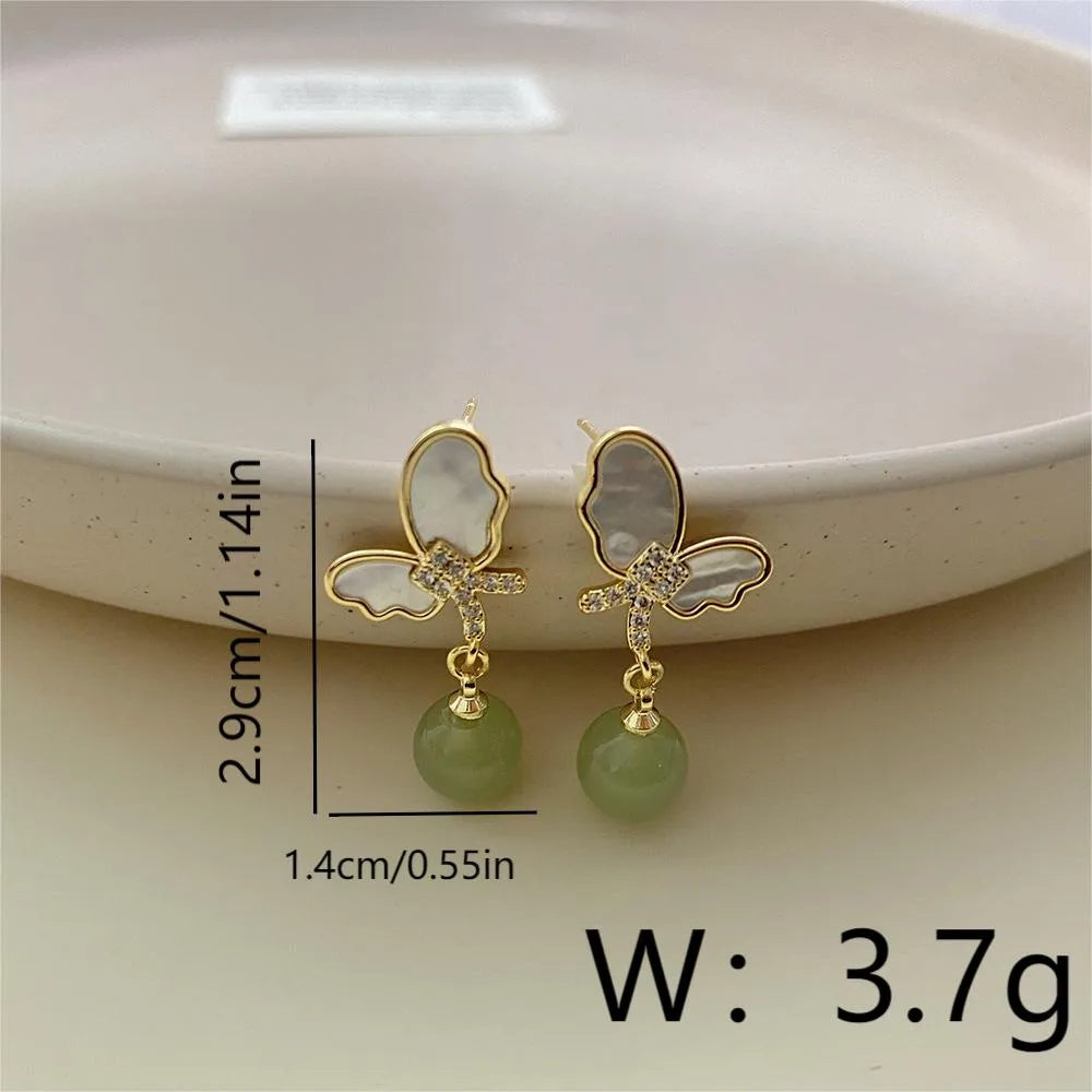 1 Pair Elegant Butterfly Copper 18K Gold Plated Drop Earrings