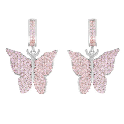 1 Pair Elegant Butterfly Copper Inlay Zircon Earrings