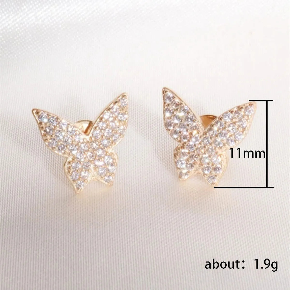 1 Pair Elegant Butterfly Copper Inlay Zircon Earrings