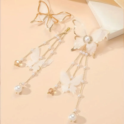 1 Pair Elegant Butterfly Inlay Alloy Artificial Crystal Artificial Rhinestones Drop Earrings