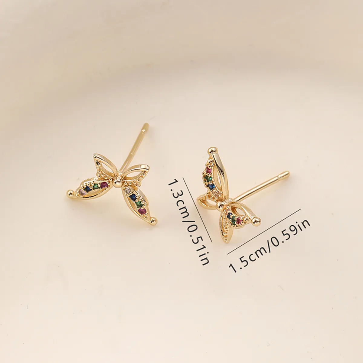 1 Pair Elegant Butterfly Inlay Copper Zircon Ear Studs