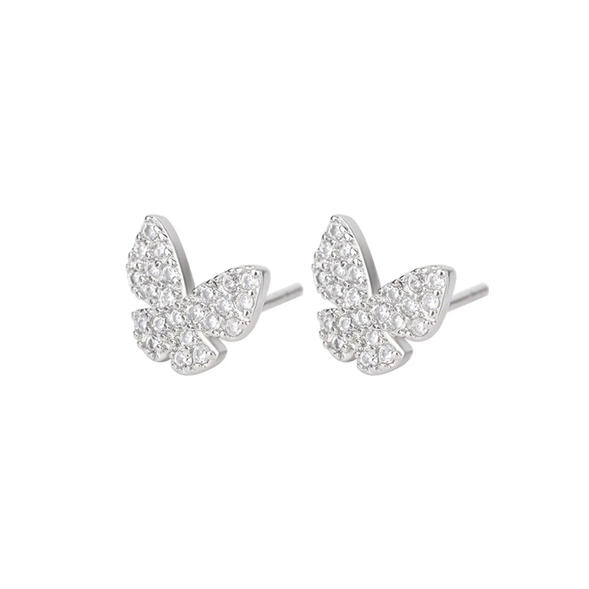 1 Pair Elegant Butterfly Inlay Copper Zircon Ear Studs