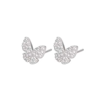 1 Pair Elegant Butterfly Inlay Copper Zircon Ear Studs