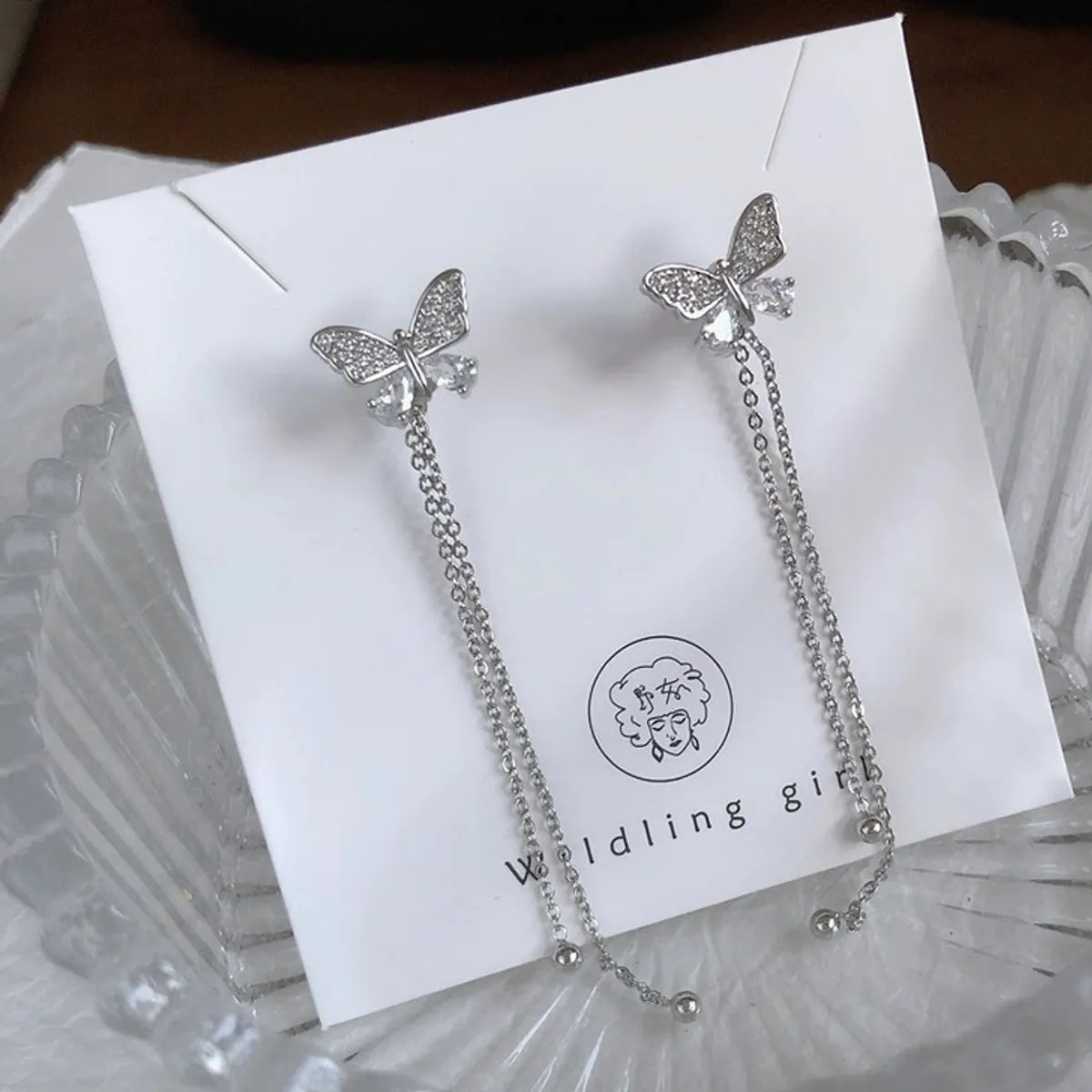 1 Pair Elegant Butterfly Plating Inlay Alloy Artificial Diamond Drop Earrings