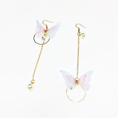 1 Pair Elegant Butterfly Plating Metal Drop Earrings