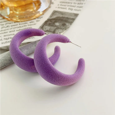 1 Pair Elegant C Shape Bow Knot Stoving Varnish Arylic Flocking Ear Studs