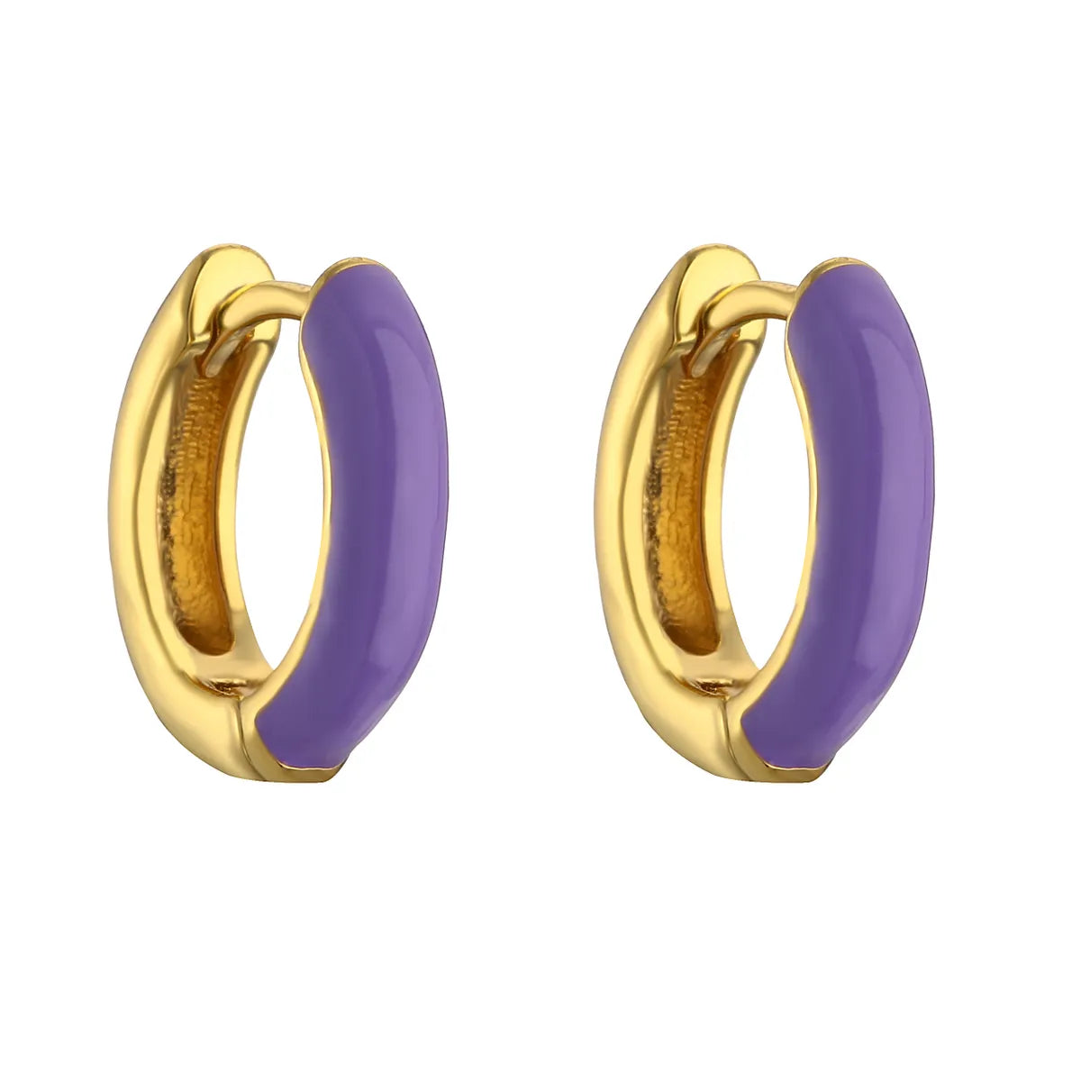 1 Pair Elegant C Shape Enamel Copper 18k Gold Plated Earrings