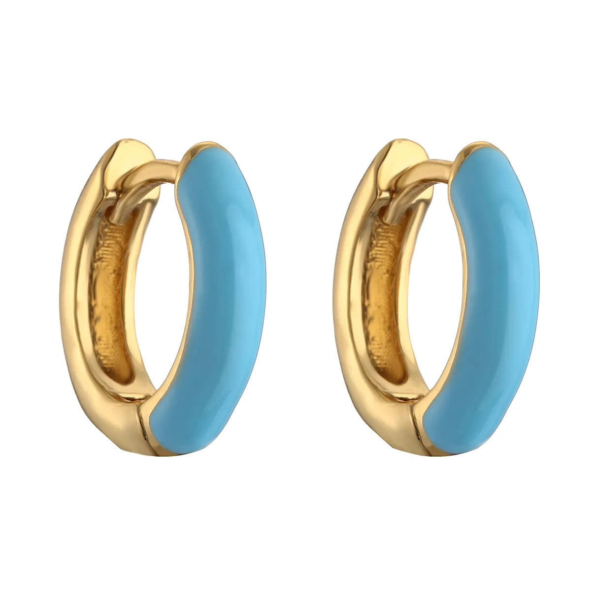 1 Pair Elegant C Shape Enamel Copper 18k Gold Plated Earrings