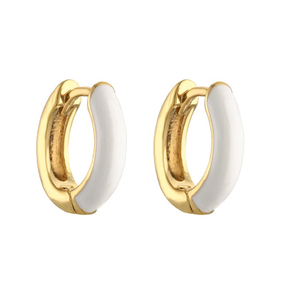 1 Pair Elegant C Shape Enamel Copper 18k Gold Plated Earrings