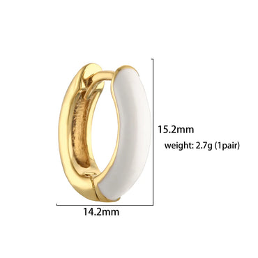 1 Pair Elegant C Shape Enamel Copper 18k Gold Plated Earrings