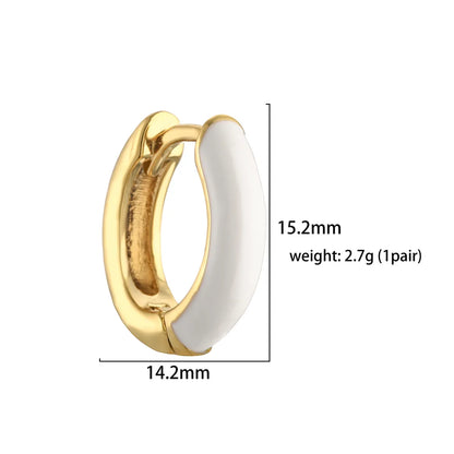 1 Pair Elegant C Shape Enamel Copper 18k Gold Plated Earrings