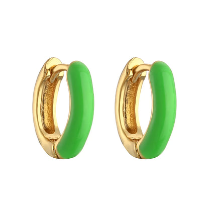 1 Pair Elegant C Shape Enamel Copper 18k Gold Plated Earrings