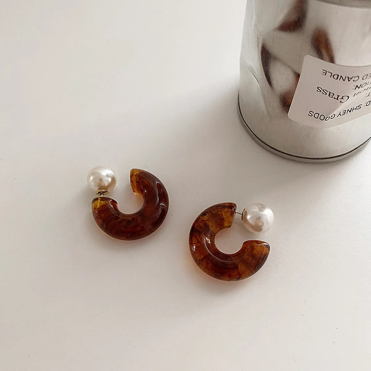 1 Pair Elegant C Shape Resin Ear Studs