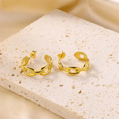 1 Pair Elegant C Shape Stainless Steel Ear Studs