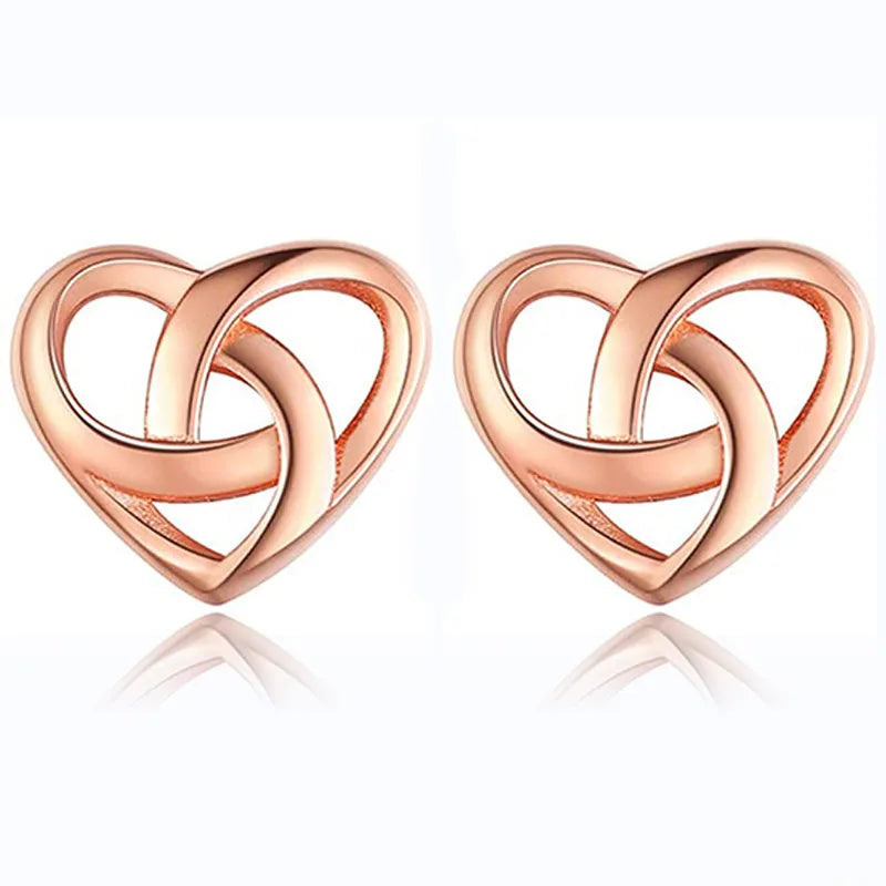 1 Pair Elegant Celtic Knot Heart Shape Sterling Silver Ear Studs