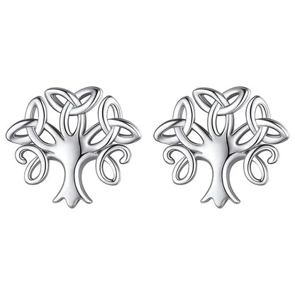 1 Pair Elegant Celtic Knot Life Tree Sterling Silver Ear Studs