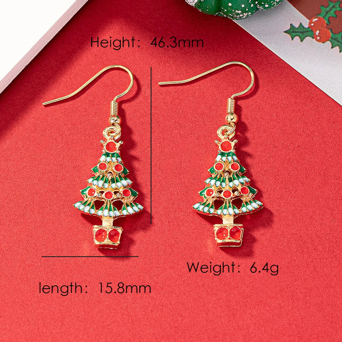 1 Pair Elegant Christmas House Christmas Tree Santa Claus Enamel Plating Alloy Ferroalloy Glass 14k Gold Plated Drop Earrings