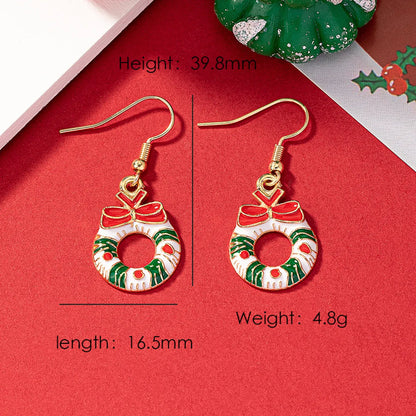 1 Pair Elegant Christmas House Christmas Tree Santa Claus Enamel Plating Alloy Ferroalloy Glass 14k Gold Plated Drop Earrings