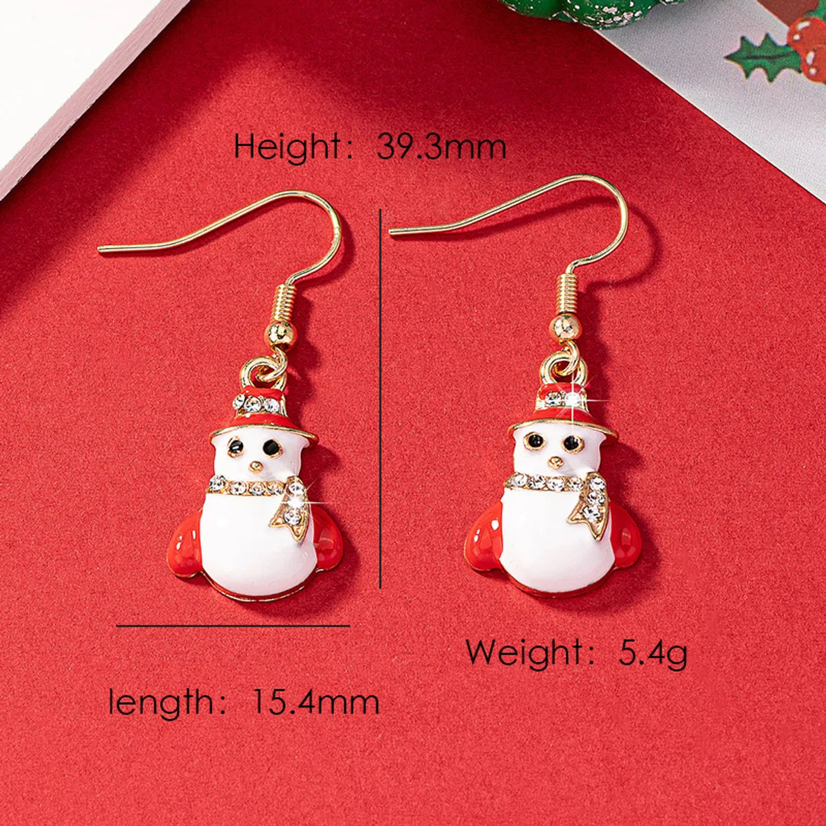 1 Pair Elegant Christmas House Christmas Tree Santa Claus Enamel Plating Alloy Ferroalloy Glass 14k Gold Plated Drop Earrings