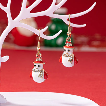 1 Pair Elegant Christmas House Christmas Tree Santa Claus Enamel Plating Alloy Ferroalloy Glass 14k Gold Plated Drop Earrings