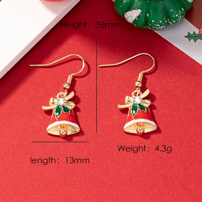 1 Pair Elegant Christmas House Christmas Tree Santa Claus Enamel Plating Alloy Ferroalloy Glass 14k Gold Plated Drop Earrings