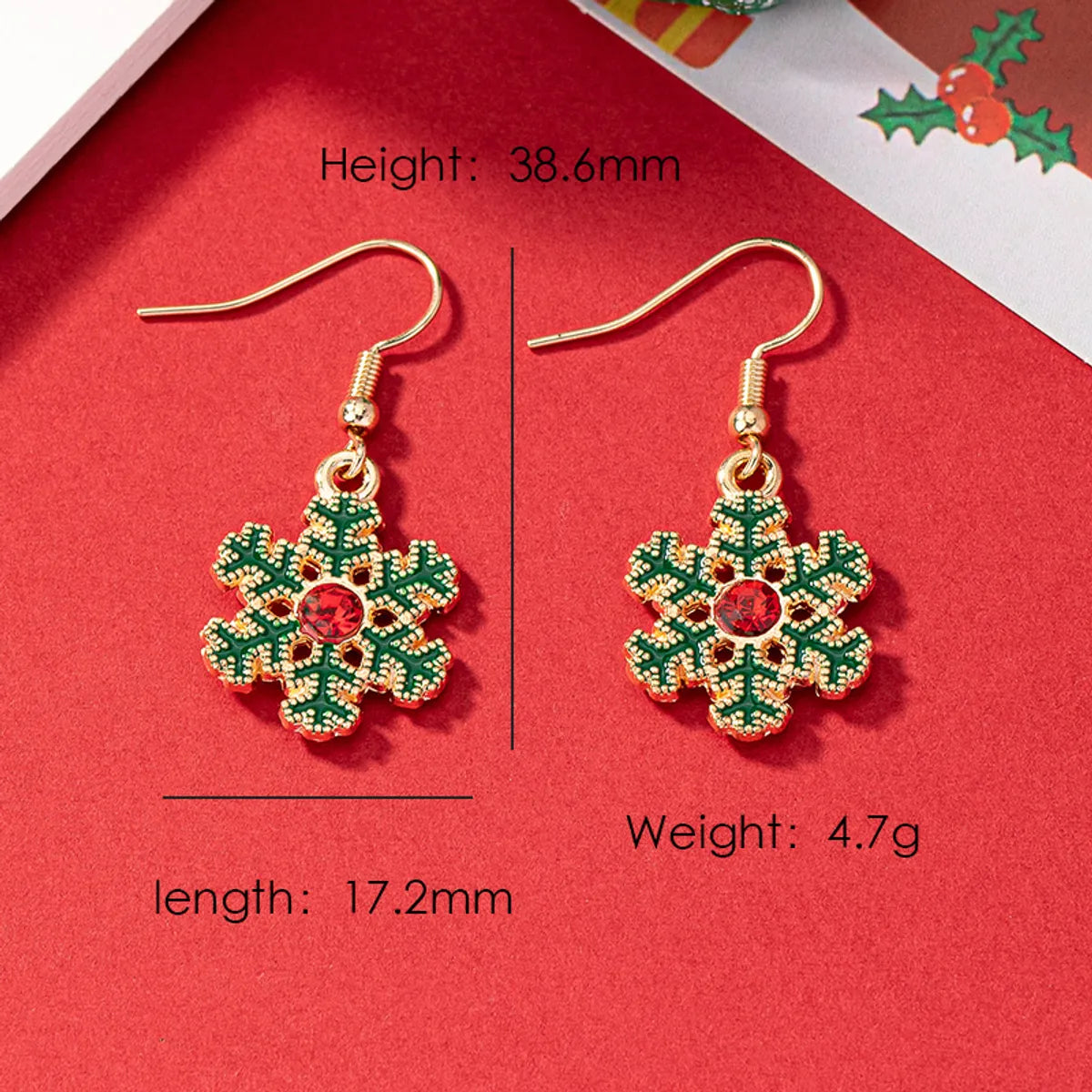 1 Pair Elegant Christmas House Christmas Tree Santa Claus Enamel Plating Alloy Ferroalloy Glass 14k Gold Plated Drop Earrings