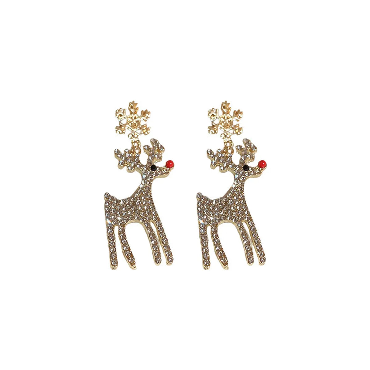 1 Pair Elegant Christmas Streetwear Elk Plating Inlay Alloy Rhinestones Gold Plated Drop Earrings