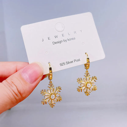 1 Pair Elegant Christmas Tree Plating Copper Ear Studs