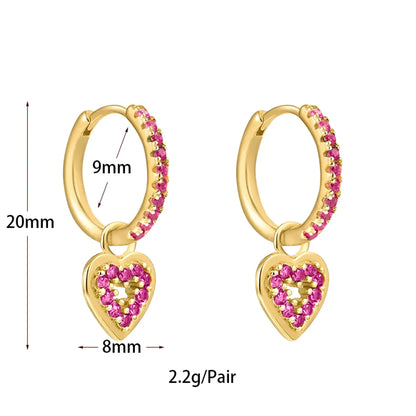 1 Pair Elegant Circle Heart Shape Plating Inlay Copper Zircon 18k Gold Plated Drop Earrings