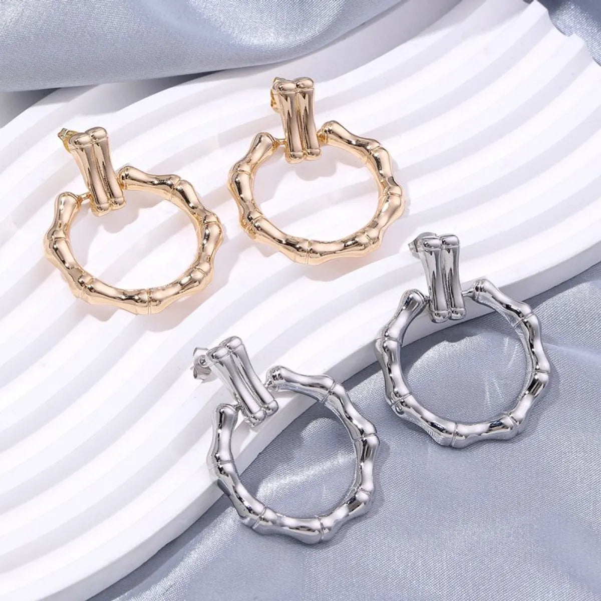 1 Pair Elegant Circle Plating Copper 18k Gold Plated Earrings