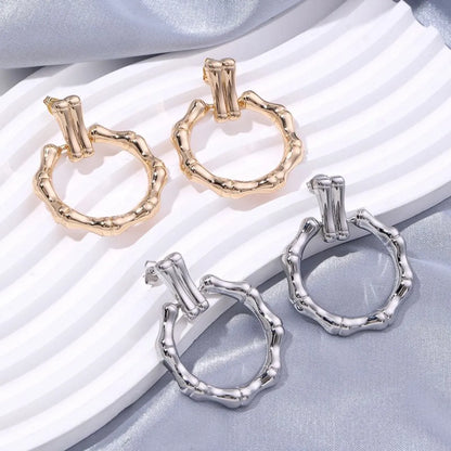 1 Pair Elegant Circle Plating Copper 18k Gold Plated Earrings