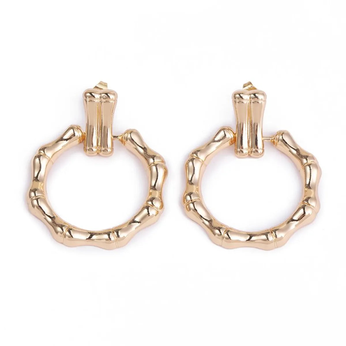 1 Pair Elegant Circle Plating Copper 18k Gold Plated Earrings