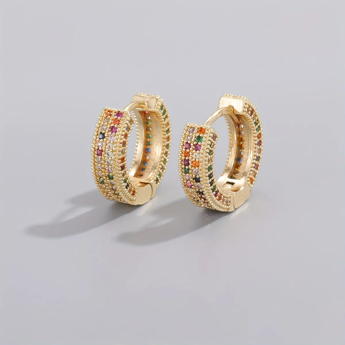 1 Pair Elegant Circle Plating Inlay Copper Zircon Gold Plated Hoop Earrings