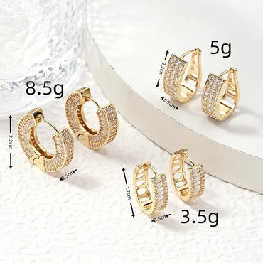 1 Pair Elegant Circle Plating Inlay Copper Zircon Gold Plated Hoop Earrings