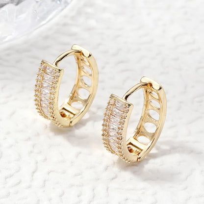 1 Pair Elegant Circle Plating Inlay Copper Zircon Gold Plated Hoop Earrings